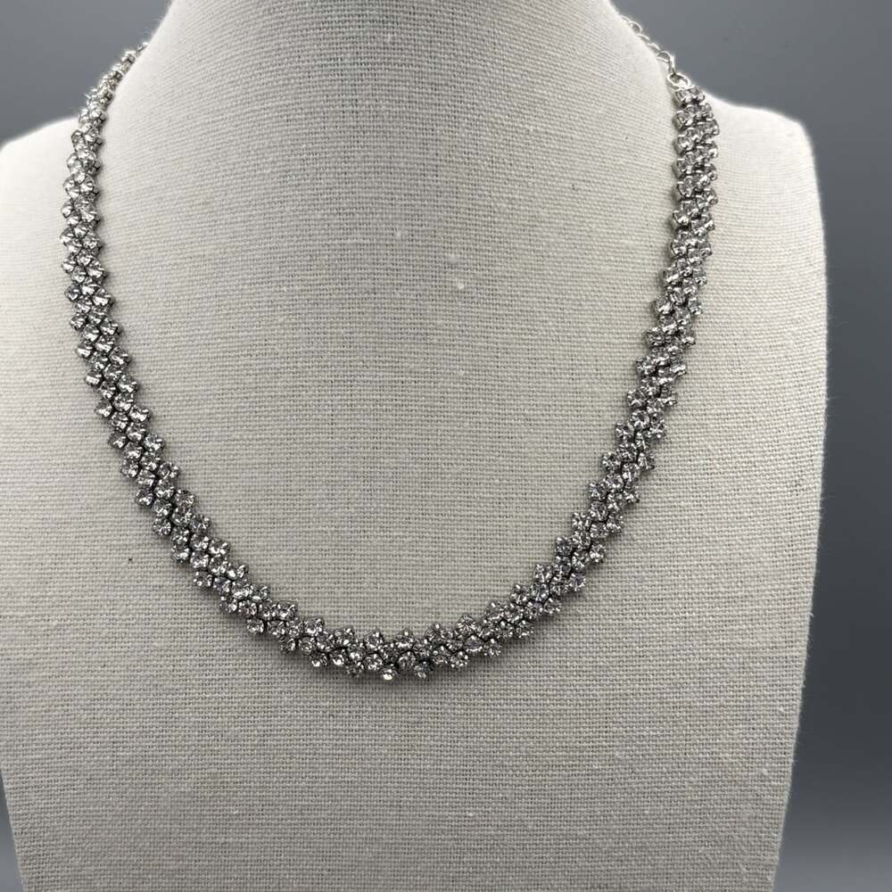 Shashi Argent “Diamond” Necklace In Silver Tone And Crystals